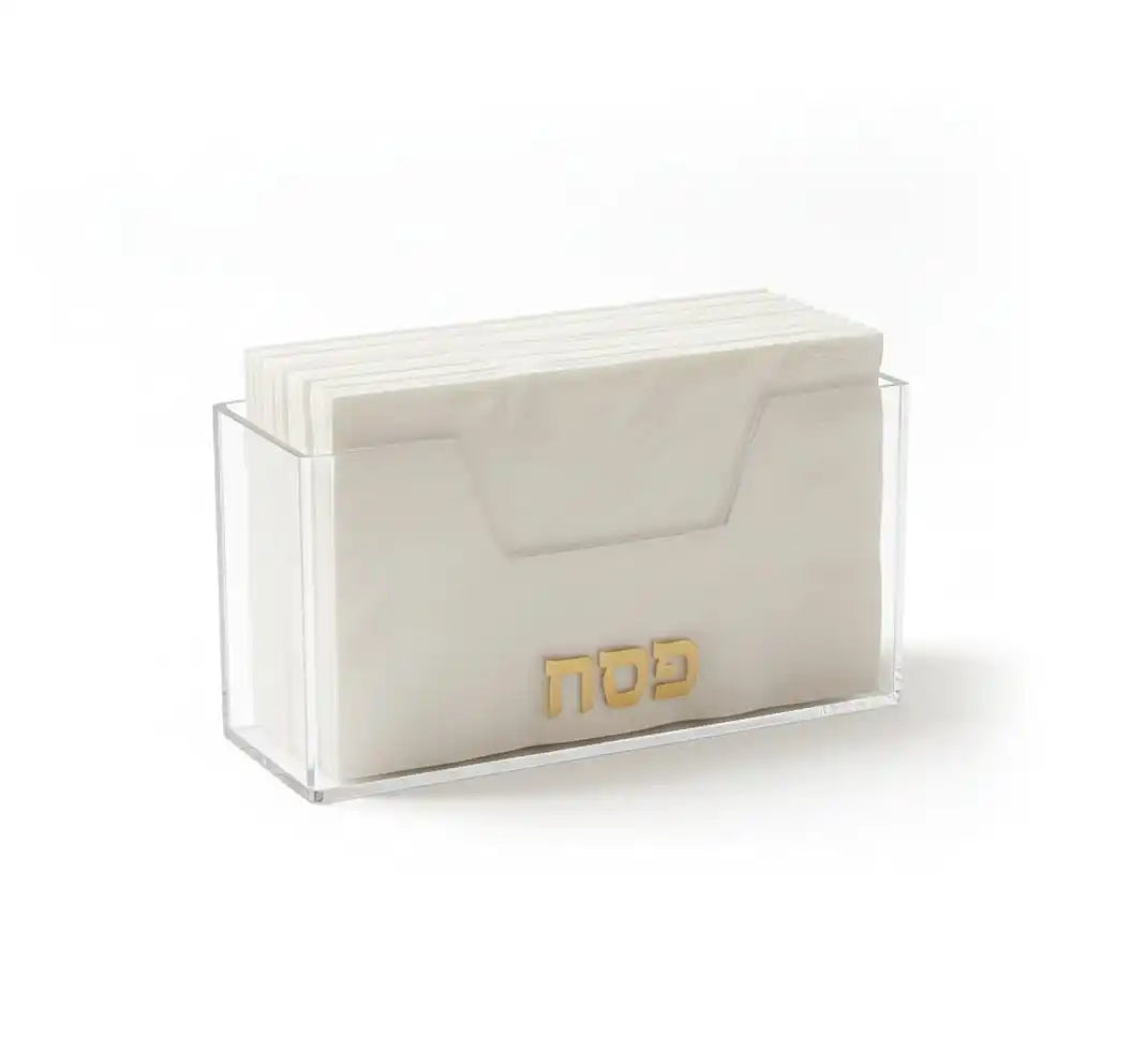 Judaica Passover Clear Lucite Napkin Holder Waterproof Desktop Tissue Stand Acrylic Guest Towel Holder Jewish Pesach Gift