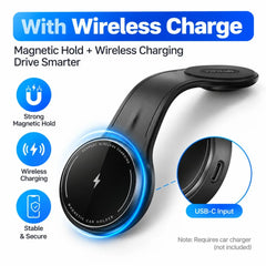 Vyvylabs Magnetic Car Phone Holder 15W Wireless Charger Bendable Car Phone Mount for iPhone 12-18 Stand Dashboard Center Console