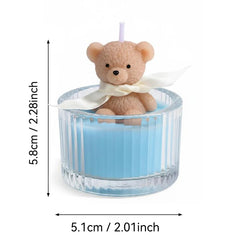 Scented Luxury Teddy Bear Soy Candle in Glass Jar with Ribbon, Creamy Pastel Gifts for Women, Bridal Shower & Holiday Favors