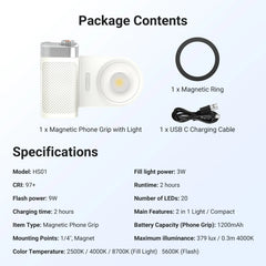 NEEWER BASICS Magnetic Wireless Remote Control Phone Camera Grip with 2 in 1 Light  For   iPhone MagSafe Samsung