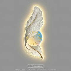 LED Feather Wall Clock Lamp – Home Decor Clock Light