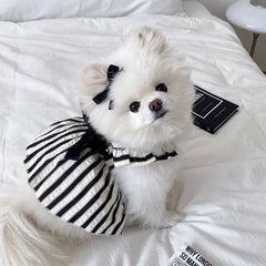 Bow Dog Princess Dress Dog Clothes Summer Black White Luxury Striped Skirt Dog Vest Chihuahua Bichon Yorkie Clothing for Dogs Pet Shop Pet Clothing