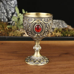 1Pc Timeless Embossed Metal Chalice Goblet Vintage Wine Champagne Liqueur Cup Perfect For Bars Restaurants Home Decor.