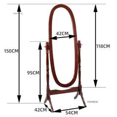 French Retro Solid Wood Floor Mirror Medieval Living Room Bedroom Dressing Mirrors Clothing Store Full-body Fitting Mirror