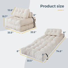 Folding Sofa Bed, Convertible Sleeper Chair with Pillow Foldable Matress, Portable Fold Out Chair Bed Comfy Floor Corner Sofa
 Lounge Living Room Furniture