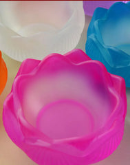 Colorful Glass Lotus Candle Holder Buddhist Altar Lamp Butter Lamp Stand, Ever-Burning Candlestick for Worship & Home Decoration