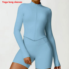 Women's Tracksuit Zipper Jacket Slim Fit Long Sleeved Fitness Coat Yoga Crop Tops Gym Push Up Jacket Running Workout Sweatshirts