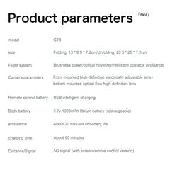 Lenovo GT8 Drone 8K Professional Dual Camera GPS FPV Brushless Motor Optical Flow Hovering Folding Quadcopter 4K RC Dron Toys