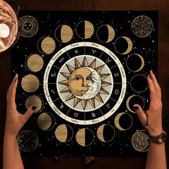 Floral And Sun Tarot Card Tablecloth Altar Cloth Flower Life Spread Tarot Reading Cloth Spiritual Oracle Card Pad