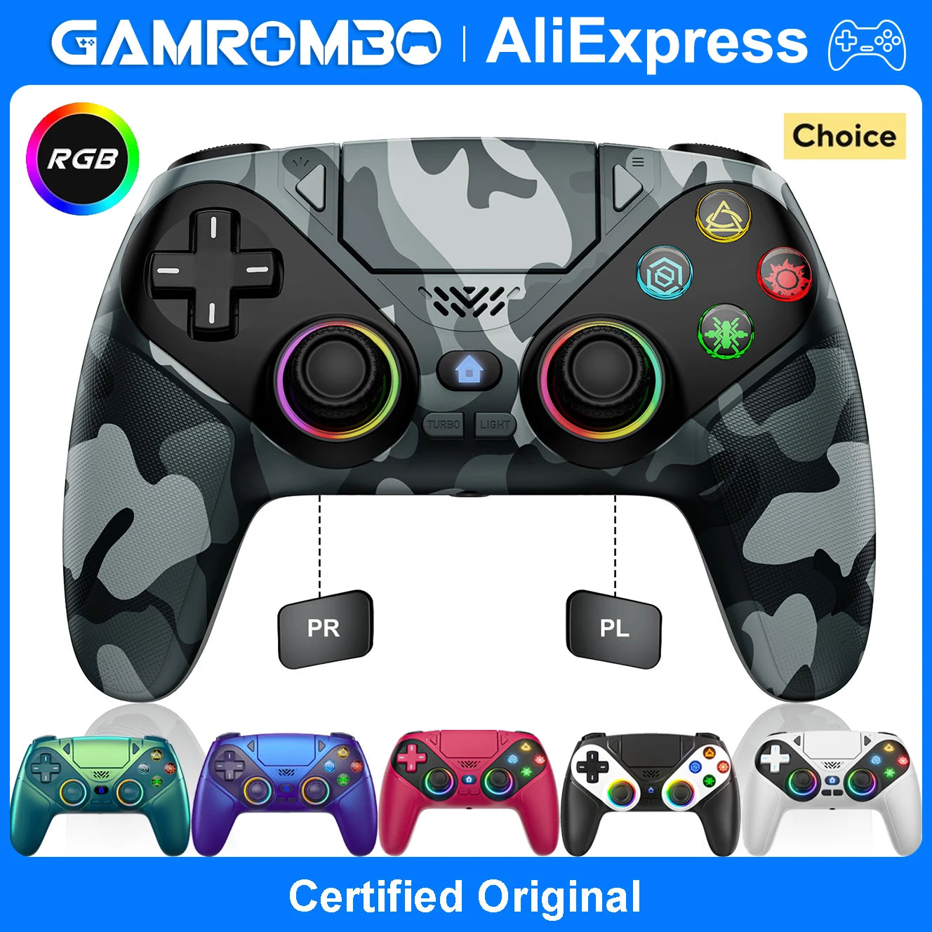 Controller For Playstation 5 PS5/PS5 Pro/Slim/PC,RGB Wireless Gamepad W/Hall Effect Trigger Marco/Turbo Anti-Drift Game Joystick