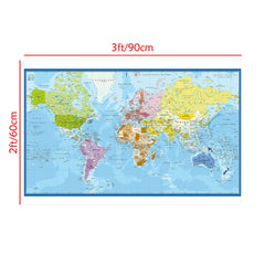 Wall Poster Map of The World French Language Polyester Vinyl Painting Office School Supplies Home Decoration Carte Monde