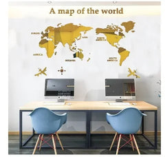 1Pc World Map Wall Stickers Acrylic Creative 3D TV backdrop Wallpaper Decoration Home Living Room Office Interior Decorative