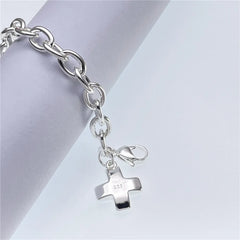 925 Sterling Silver Unique Cross Bracelets For Women Fashion Costume Jewelry 20cm 8inch Wedding Accessories Christmas Gifts