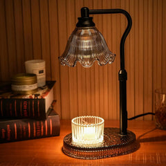 Glass Melting Candle Lamp, Candle Warmer Lamp, Smoke-Free Aromatherapy Lamp for Bedroom, Timer Function, Dimmable, Desktop Decor