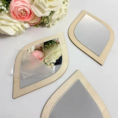 8/4pcs Boho Tear-Shaped Decorative Wall Mirrors Acrylic Modern Mirror Wall Art Bedroom Office & Living Room wooden Ornament