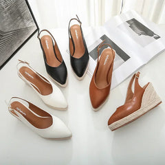 Summer High Heels Sandals Women Heeled Shoes Pointed toe Brand Ladies Party Women Wedges Sandals 8cm Plus Size 42 DX334