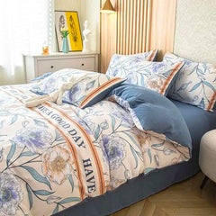 1PC Floral Washed Cotton Duvet Cover - Single/Queen/King Size Housse De Couette 이불커버 Funda Nórdica (No Pillowcase)