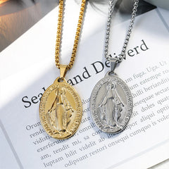 1Pc Stainless Steel Our Lady Virgin Mary Pendant Medalla Milagrosa Charms  Silver Color Religious Jewelry Accessories