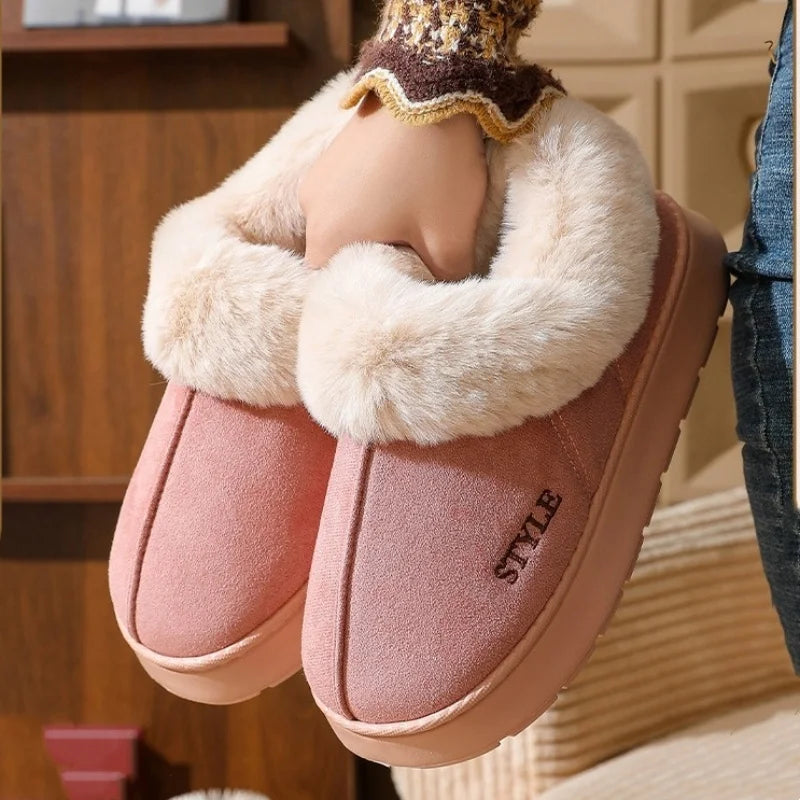 Men / Women New Platform Snow Boots for Women's Home Thick Warm Wool Shoes Women's Outdoor Anti-Slip Fur Velvet Ankle Short Boots Shoes