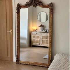 Vintage Living Room Mirrors Full Body Floor Nordic Princess Design Mirrors Full Body Gold Luxury Espejos De Piso Room Decoration