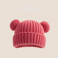 New Korean Loose Big Head Waist Little Bear Ears Woolen Hat Kids Autumn Winter Thickened Warm Knitted Hat Cute Ear Protection