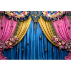 Happy Diwali Photography Backdrop Marigold Flower Curtain Puja Ganpati Pooja Traditional Wedding Birthday Party Photo Background