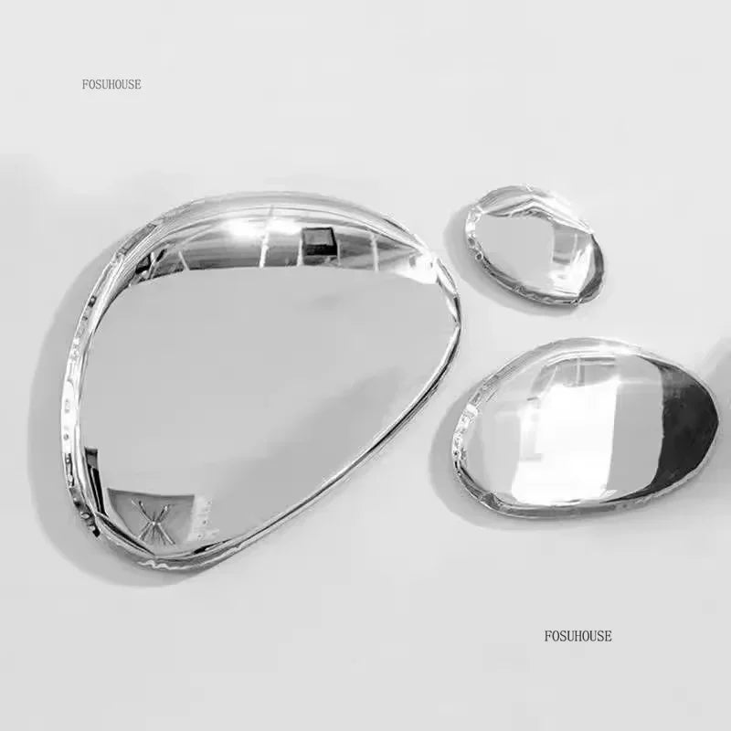 Modern Stainless Steel Water Drop Decorative Mirror Wall Hanging Restaurant Model Room Wall Decoration Pebble Stone Hanging  CC