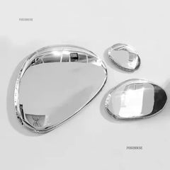 Modern Stainless Steel Water Drop Decorative Mirror Wall Hanging Restaurant Model Room Wall Decoration Pebble Stone Hanging  CC