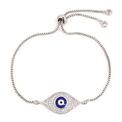 Juya 18K Real Gold Plated Adjustable Chains Multicolor Zirconia Hamsa Fatima Enamel Greek Evil Eye Charms Bracelets For Women
