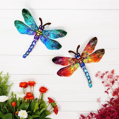 Vintage 3D Metal Dragonfly Wall Art Hanging Decor Wrought Iron Wall Hanging Sculpture Garden Home Party Decoration