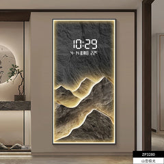 Home Decor LED Lights Digital Display Wall Clock Living Room Wall Decoration Hanging Painting Digital Electronic Clock
