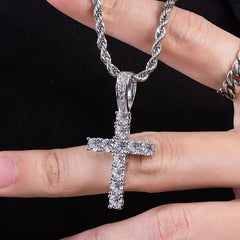 Huitan 60Cm Twisted Chain Long Necklace for Women/Men Fashion Luxury Cubic Zirconia Cross Pendant Necklace Gift Love Accessories