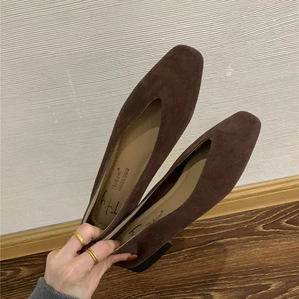 Bailamos Women's Square Toe Vintage Flats Soft Loafers Comfortable Leather Ballet Shoes for Female Dress Shoes Mujer