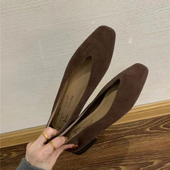 Bailamos Women's Square Toe Vintage Flats Soft Loafers Comfortable Leather Ballet Shoes for Female Dress Shoes Mujer