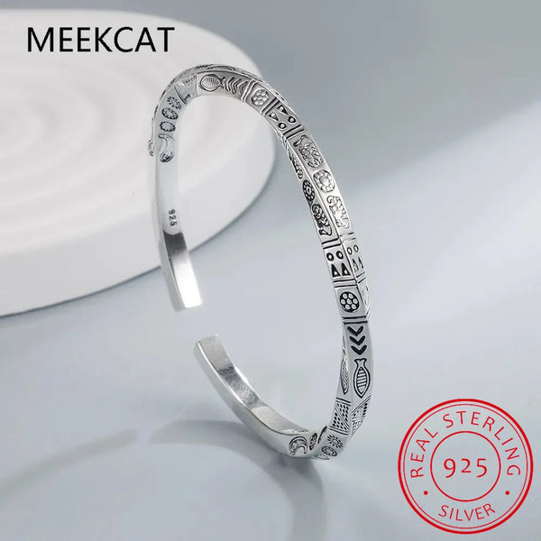 925 Sterling Silver Geometry Totems Open Bracelets Bangles For Women Luxury Designer Jewelry Gift Female Free Shipping
