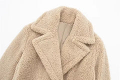 Women’s Winter Double-Breasted Velvet Long Coat