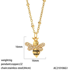 Heart Evil Blue Eye Sun Necklace for Women Cute Dog Bee Elephant Gold Color Pendant Long Stainless Steel Chains