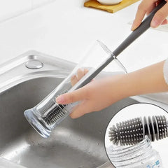 Silicone Milk Bottle Brush Cup Scrubber Glass Cleaner Kitchen Tools, Kitchen Cleaning Long Handle Drink Bottle Glass Cup Cleaning Brush