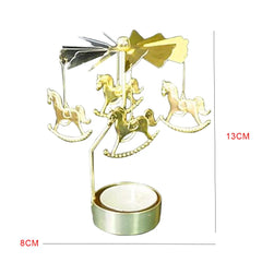 Gold Silver Candlesticks Rotating Romantic Rotation Spinning Carrousel Tea Light Candle Holder Dinner Wedding Bar Party