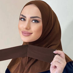 Ready To Go Full Cover Inner Instant Hijab for Ladies Girls Women With Tie Back Buttons Premium Quality Jersey Scarf
