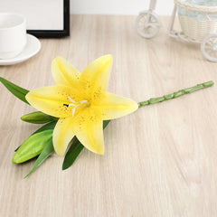 Real Looking 3D Printing Lily Branch  Artificial Flowers White Fake Flowers Flores for Wedding Home Garden Decoration Home Decor, Plants & flowers