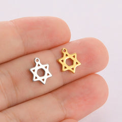 Teamer Stainless Steel Jewish Star of David Israel Map Hebrew Letter Charm Pendant for Jewelry Making Necklace DIY Wholesale