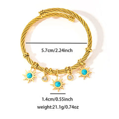 ANENJERY 316L Stainless Steel Colorful Eyes Heart Beads Drip Oil Pendant Bracelet for Women Men Personality Fashion Jewelry Gift