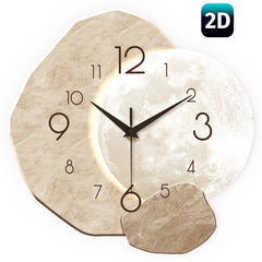Modern Silent Moon Design Wall Clock – Wooden Quartz Decor