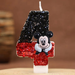 Hot Happy Birthday Number 0-9 Candles Cartoon Mickey Minnie Mouse Candle Cake Cupcake Topper Party Decoration Supplies DIY Gifts