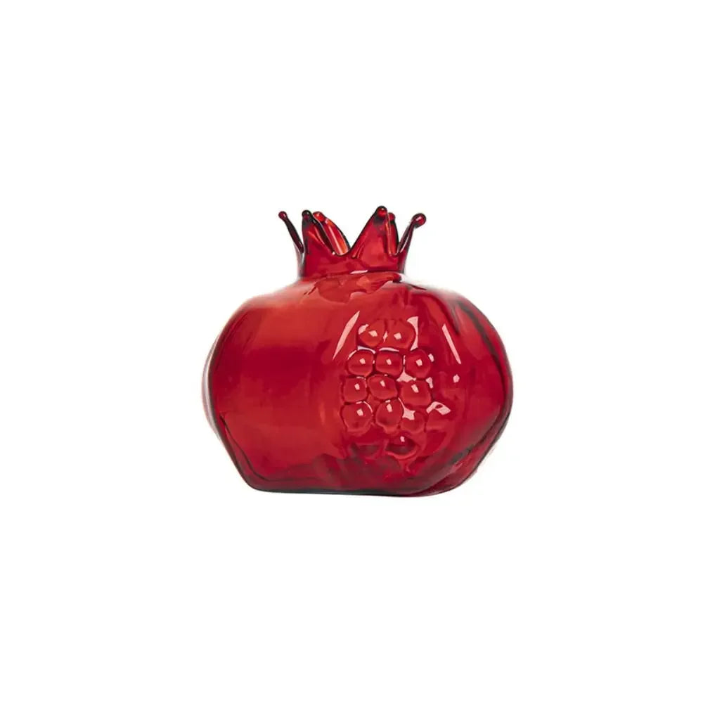 Creative Red Pomegranate Glass Vase Pomegranate Glass Hydroponic Flower Vase Hammer Pattern Transparent Fruit Vase Home Decor
