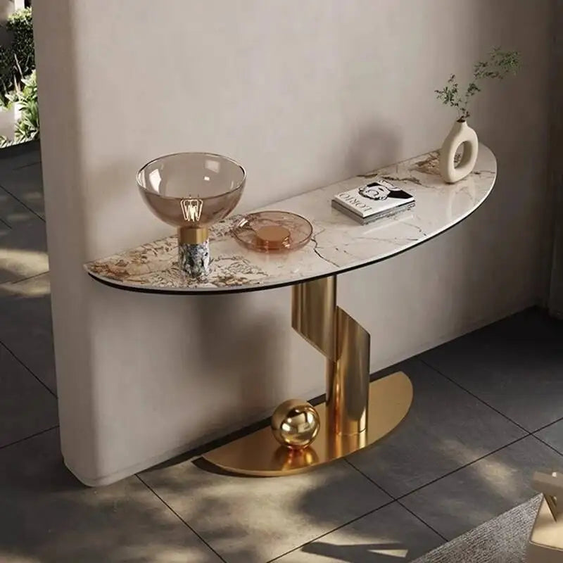 Modern Luxury Corner Table Hallway Metal Salon Unique Console Table Mid Century Entryway Mesa Para Sala Living Room Furniture