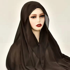 Instant Chiffon Hijab with Magnetic Buckle – Solid Color Scarf