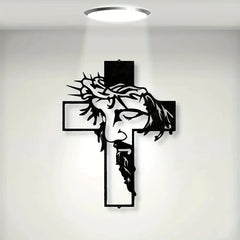 Metal Cross Wall Art Decor, Religious Home Sign Hanging for Living Room Office