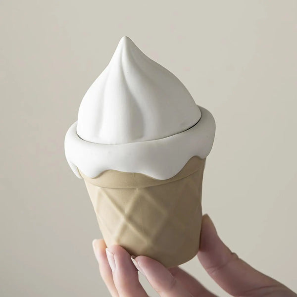 Candle Cup Ice Cream Shaped Ceramic Ornament for Office Party Living Room Home Decor